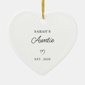 Modern Monoline New Baby's Aunt Photo Ceramic Ornament