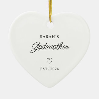 Modern Monoline New Baby's Godmother Photo Ceramic Ornament