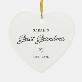 Modern Monoline New Baby's Great Grandma Photo Ceramic Ornament