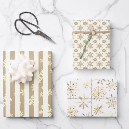 Modern Monotone Black White Snowflake  Wrapping Paper Sheets