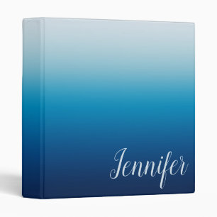 Modern Monotone Ocean Blues Ombre 3 Ring Binder