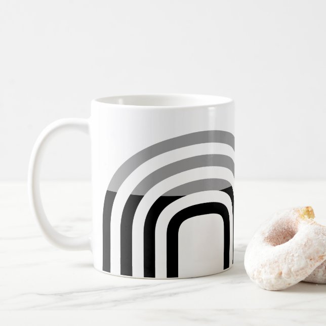 Modern Monotone White Black Initial Pattern Coffee Mug (With Donut)