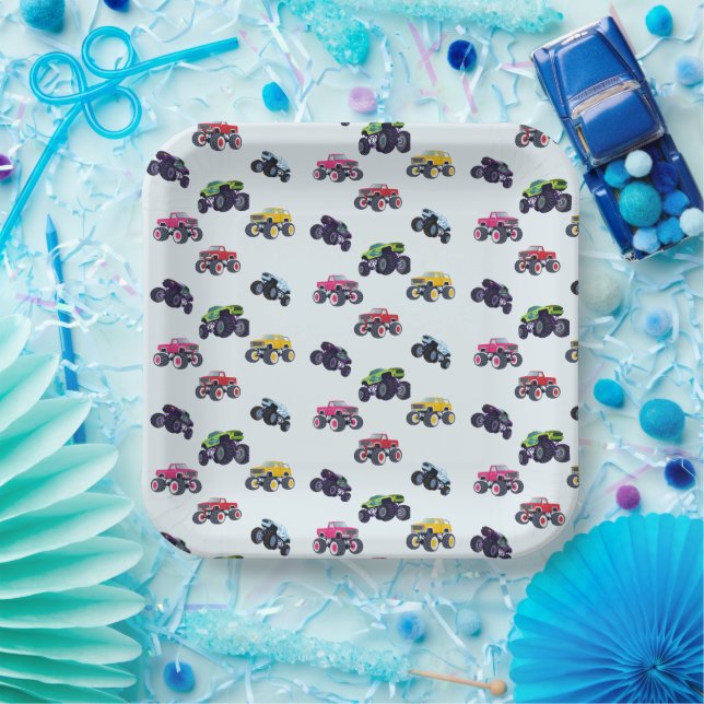 Modern Monster Truck Birthday Paper Plates (Party)