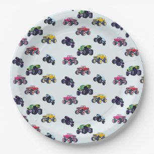 Modern Monster Truck Birthday Paper Plates
