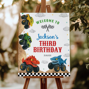 Modern Monster Truck Birthday Party Welcome Sign