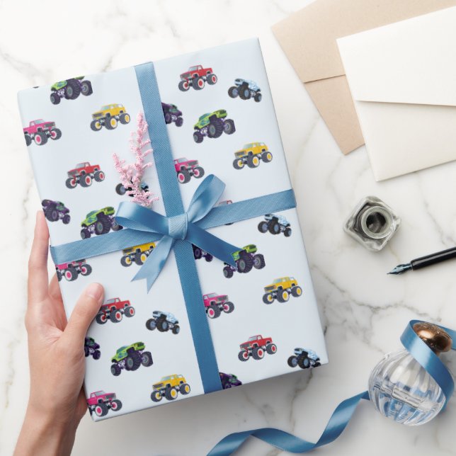 Modern Monster Truck Birthday Wrapping Paper (Gifting)