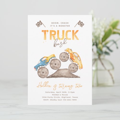 Modern Monster Truck Invitation  Trucks