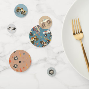 Modern Monster Trucks Racing Tires Watercolor Confetti