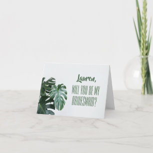 Modern Monstera Bridesmaid Card