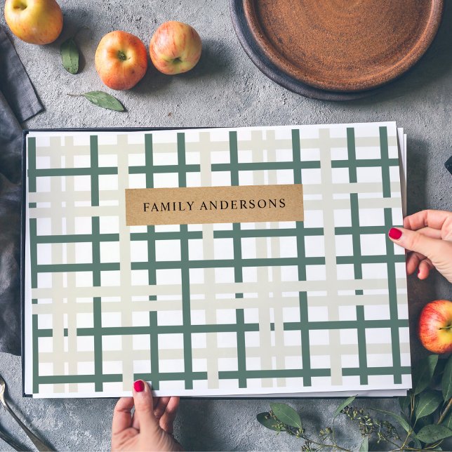 Modern Montauk Grid Green & Beige Placemat (Creator Uploaded)