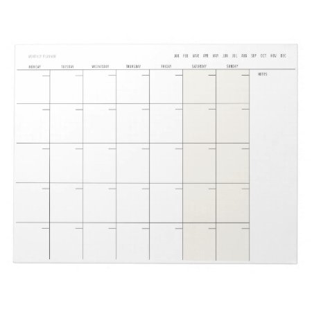 Modern Monthly Planner Notepad