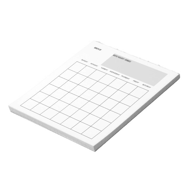 Modern Monthly Planner Notepad (Rotated)