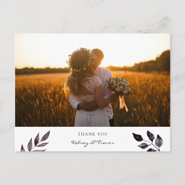 Modern Mood Watercolor Photo Thank You Postcard (Front)