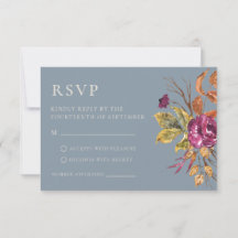Modern Moody Autumn Garden Floral Wedding RSVP