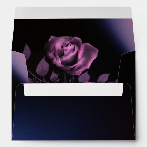 Modern Moody Black Purple Floral Wedding Envelope