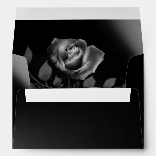 Modern Moody Black Rose Floral Wedding Envelope