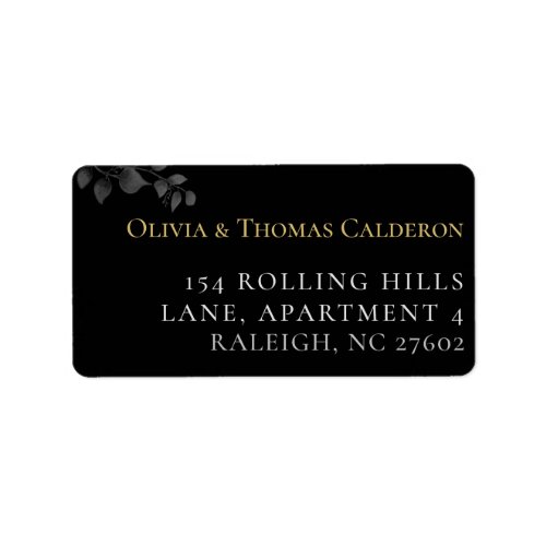 Modern Moody Black Wedding Return Address Label