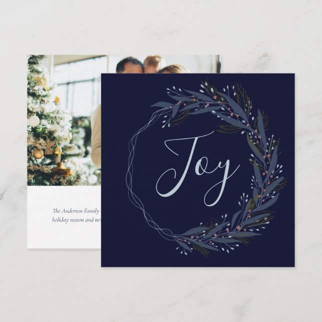 Modern Moody Botanical Christmas Wreath Holiday (Front/Back)