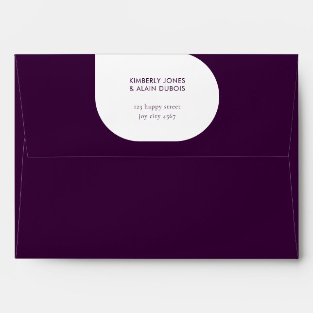 Modern Moody Dark Geometric Solid Purple Wedding Envelope (Back (Top Flap))