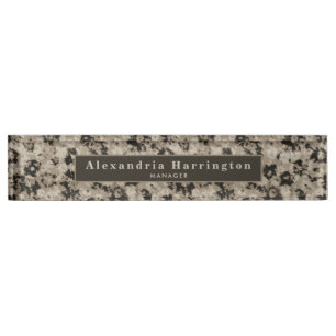 Modern Moody Floral Black Beige Cubicle Decor Desk Name Plate