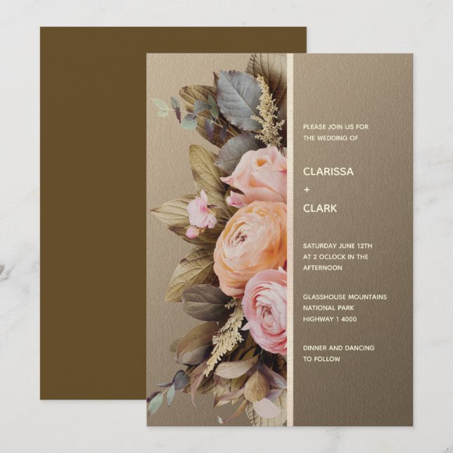 Modern Moody Floral Bold Wedding Invitation (Front/Back)