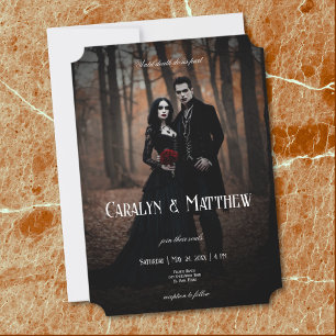 Modern Moody Gothic Photo Dark Wedding Invitation