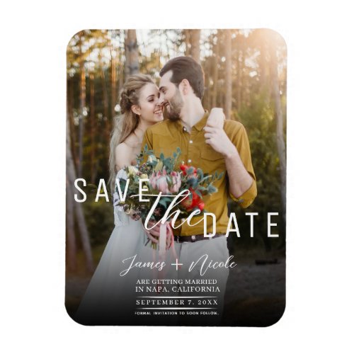 Modern Moody Overlay Photo Save the Date Wedding Magnet