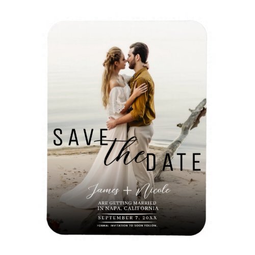 Modern Moody Overlay Photo Save the Date Wedding Magnet