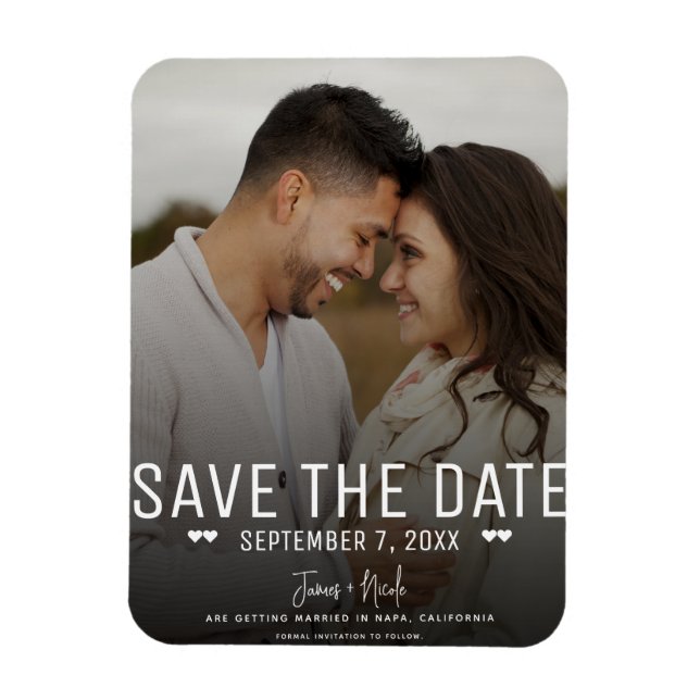 Modern Moody Save the Date Wedding Photo Magnet (Vertical)