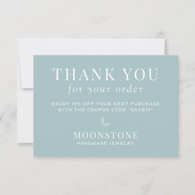 Modern Moon Business Thank You Card (Front)