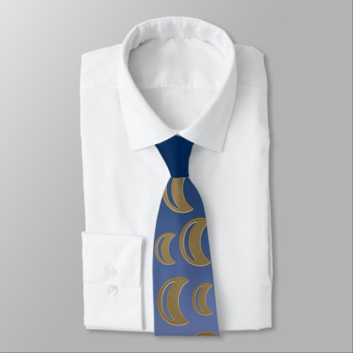 Modern Moon cartoon in the black sky Neck Tie