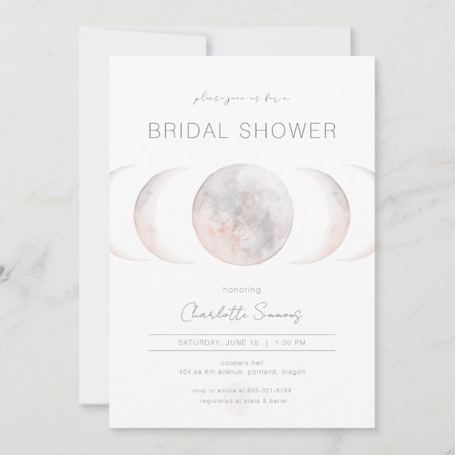 Modern Moon Celestial Bridal Shower Invitation (Front)