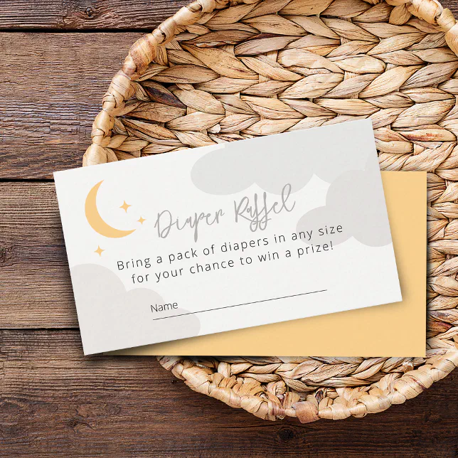 Modern Moon Clouds Baby Shower Diaper Raffle Enclosure Card | Zazzle