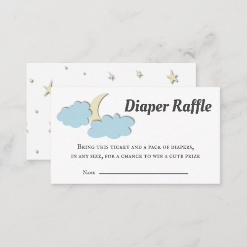 Modern Moon  Clouds Neutral Diaper Raffle Enclosure Card