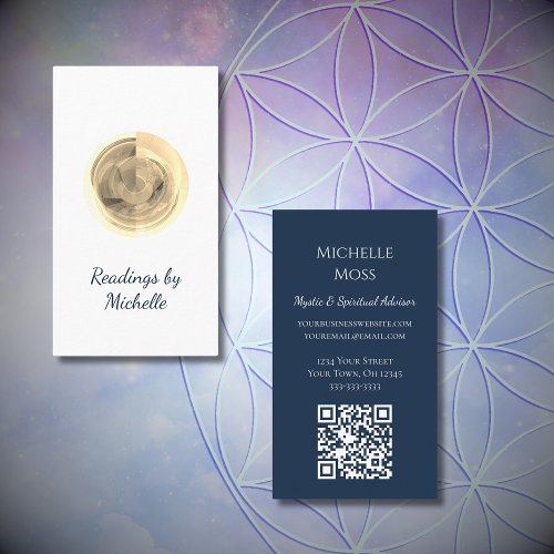 Modern Moon Crystal Ball Simple Tarot Reader Business Card