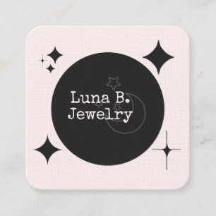Modern Moon Phase & Diamond Shapes Square Business Card