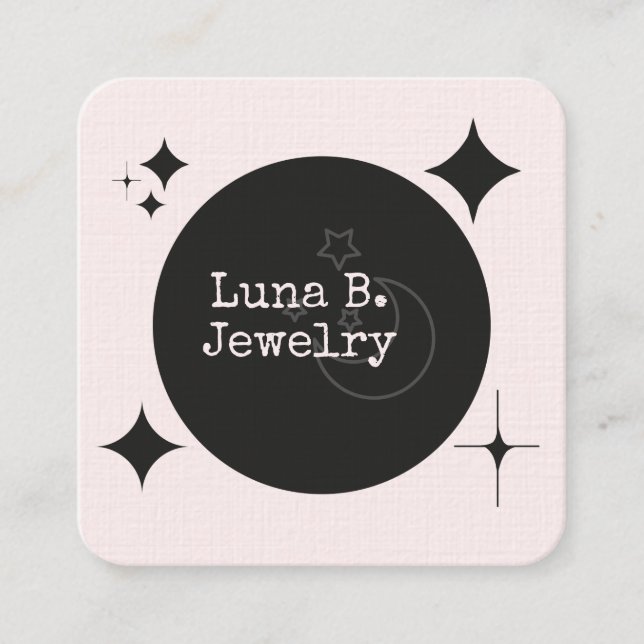 Modern Moon Phase & Diamond Shapes Square Business Card (Front)