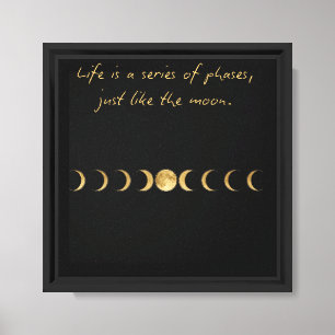 Modern Moon Phases Wall Art Black and Gold Celes