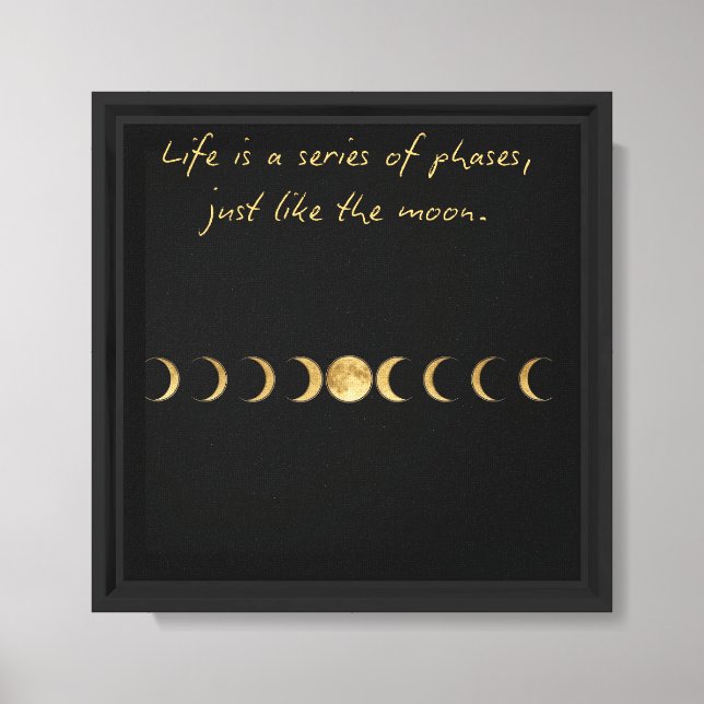 Modern Moon Phases Wall Art | Black and Gold Celes (Front)
