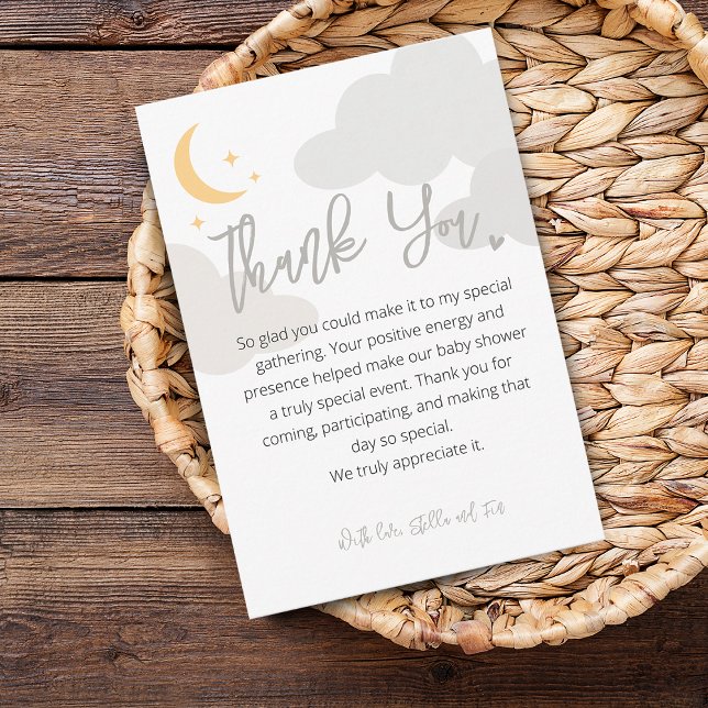 Modern Moon Stars Clouds Baby Shower Thank You Card (Modern Moon Stars Clouds Baby Shower Thank You Card)