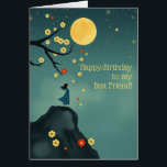 Modern Moonlit Hill Birthday Card for Best Friend<br><div class="desc">Celebrate your best friend or anyone you care about with this dreamy birthday card featuring a glowing full moon, windswept flowers, and a silhouetted figure standing on a hilltop beneath a star-filled sky. The front text reads “Happy Birthday to my Best Friend!” but is fully editable for a personal touch,...</div>