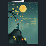 Modern Moonlit Hill Birthday Card for Best Friend<br><div class="desc">Celebrate your best friend or anyone you care about with this dreamy birthday card featuring a glowing full moon, windswept flowers, and a silhouetted figure standing on a hilltop beneath a star-filled sky. The front text reads “Happy Birthday to my Best Friend!” but is fully editable for a personal touch,...</div>