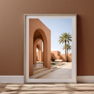Modern Moroccan Archway with Palm Trees Poster