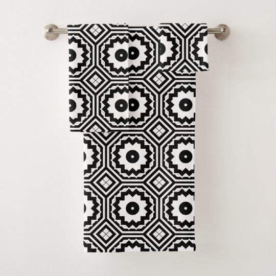 Modern Moroccan Motifs Geometric Pattern Bath Towel Set