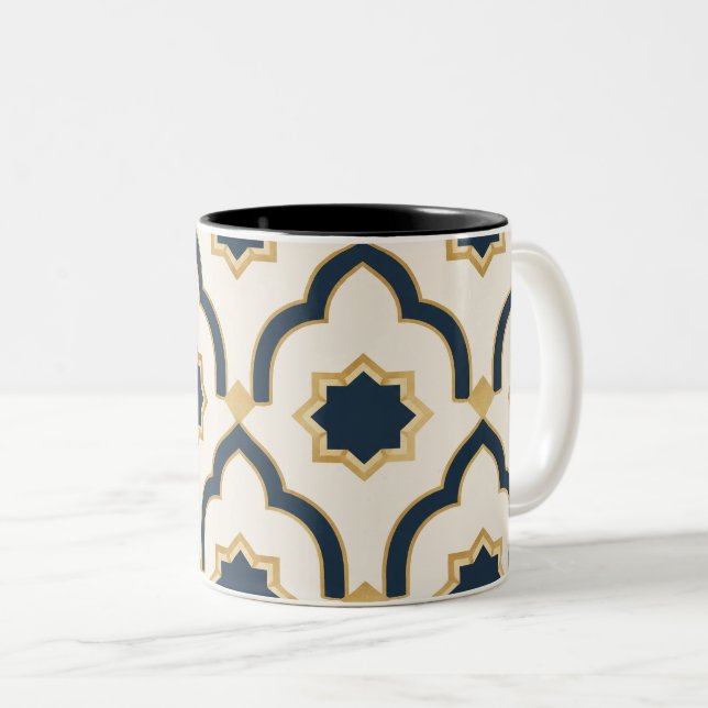 Modern Moroccan Navy Gold Geometric Mug (Front Right)