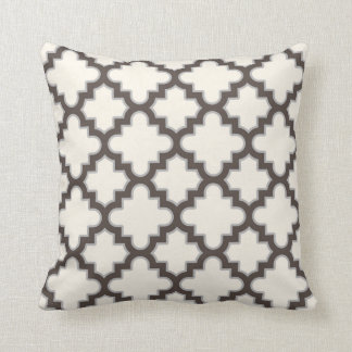 Grey Brown Pillows - Decorative & Throw Pillows | Zazzle - Modern Moroccan Quatrefoil in Cream Brown Grey Throw Pillow