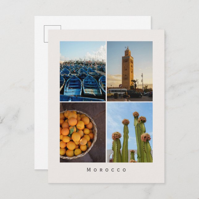 Modern Morocco Travel Collage Postcard (Front/Back)