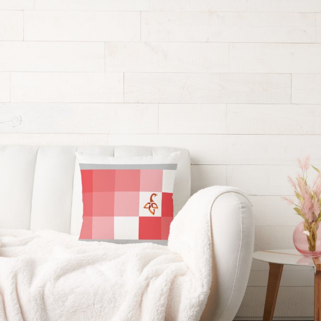 Modern Mosaic: Crimson & Blush Geometric Polyester Throw Pillow (Couch)