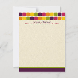 Modern Mosaic Custom Flat Note Cards (eggplant)