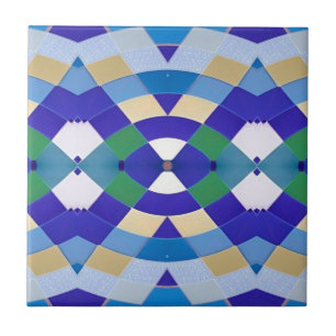 Modern mosaic geometric blue green eye white ceramic tile